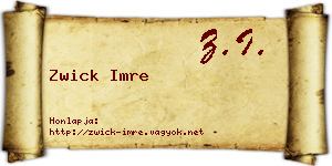Zwick Imre névjegykártya